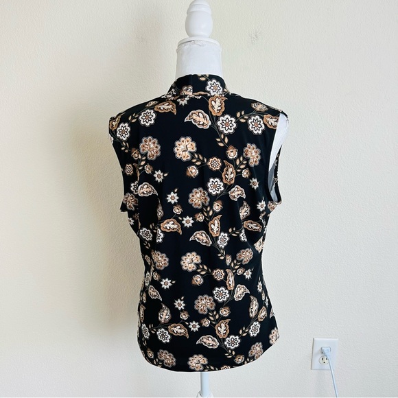 Calvin Klein Black & Born Floral Sleeveless V-Neck Tank Top Blouse - Picture 3 of 4
